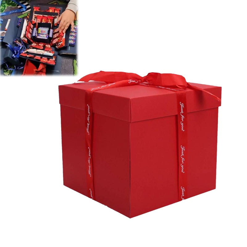 DIY Explosion Gift Box, 5 Layer Gift Boxes, Snack Explosion Box for Birthdays, Graduations, Anniversaries, Christmas, Valentine's Day, All Occasion (Red) - Image 1